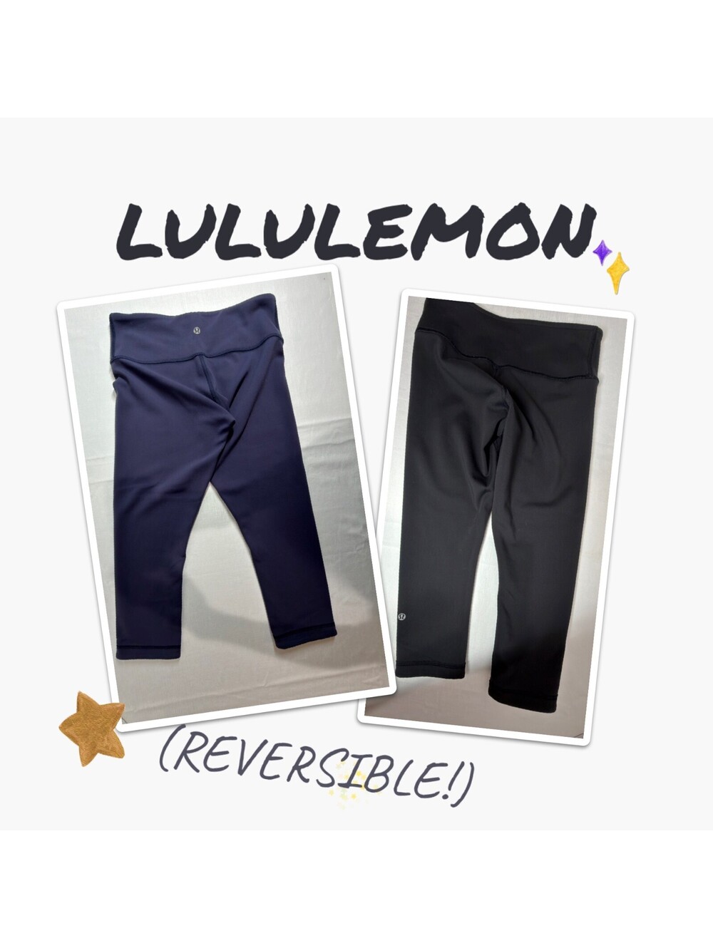Lululemon Wunder Under Crop Reversible Leggings Dense Purple Black Size 6 W6414S